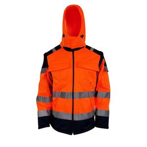 Vêtements de travail OEM pour hommes Veste flash LED haute visibilité imperméable et coupe-vent avec lumière réfléchissante Veste zippée haute visibilité - Product Image 4