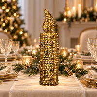Bougie à LED dorée à piles avec lumière blanc chaud et silhouette de flamme pour la décoration de table de Noël