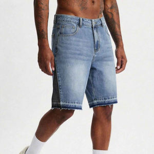 Pantalones Cortos de Mezclilla para Hombre, Estilo Casual Urbano, con Bolsillos en Color Contrastante, Tendencia Primavera-Verano - Product Image 3