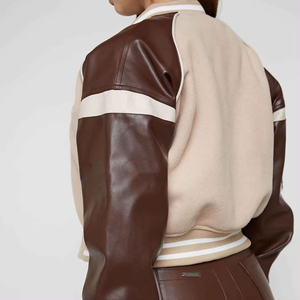 Women's Short Wool Lightweight Button Down Varsity Jacket Breathable Outerwear Windbreaker for Winter - Product Image 2