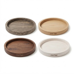Round Wooden <b>Candle</b> Holder <b>Tray</b> for Coffee Table, Distressed Rustic Finish, Custom Logo OEM Wholesale - Product Image 3