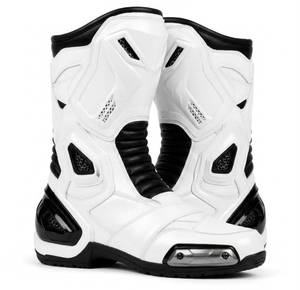 Botas de moto Super R-Tech blancas para hombre, de media caña, de cuero genuino, con cierre de cremallera, resistentes a la abrasión, puntera cerrada, forro de malla, para todas las estaciones. - Product Image 1