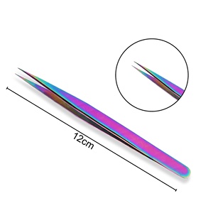 Pinzas de Precisión Rectas de Color Arcoíris para Extensiones de Pestañas, Logotipo Personalizado, Pinzas Anti Magnéticas para Pestañas Individuales - Product Image 1