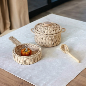 Olla de Cocina de Mimbre Hecha a Mano, Juguete para Niños, Juguete de Imitación, Cacerola de Mimbre en Miniatura para Juegos de Cocina Infantiles, Venta al por Mayor - Product Image 3