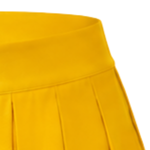 Jupe de cheerleading plissée jaune or avec bordure rayée noire et blanche, uniforme de performance athlétique pour femmes et filles - Product Image 4