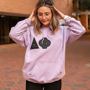 Zeta |   Sudadera con Capucha Tau Bordada en Tela Twill, Forro Polar Blanco, Unisex, Casual, con Logotipo Frontal, Corte Regular, para Otoño - Product Image 2