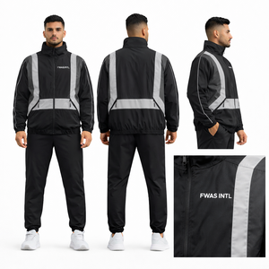 Chaqueta cortavientos impermeable de diseño personalizado al por mayor para hombre, con cremallera, reflectante, a prueba de viento, para exteriores. - Product Image 6