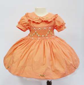 Robe pour bébé fille brodée à la main avec des broderies florales |   Robe en coton à manches bouffantes, style boutique |   Robe de fête pour tout-petits, vente en gros OEM - Product Image 1