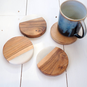 Ensemble de sous-verres ronds en marbre, écologiques, durables, lavables, en pierre naturelle, faits à la main, pour la maison et la salle à manger - Product Image 6