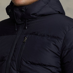 Veste matelassée à capuche marron pour homme, coupe-vent, rembourrage en polyester, vêtement d'hiver décontracté, fermeture éclair, coupe régulière, couleur unie - Product Image 4