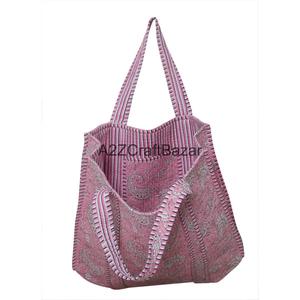 Quilted 100% Cotton Tote <b>Bag</b> Floral Bird Print Large Capacity Reusable Eco Friendly Shopping Travel Daily Carry Shoulder <b>Bag</b> - Product Image 3