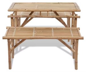 <b>Bamboo</b> Dining Furniture Set with Benches Rustic <b>Bamboo</b> <b>Table</b> Set for Indoor Outdoor Use Wholesale Factory - Product Image 4