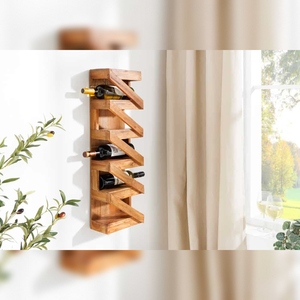 Portabottiglie da Parete Vandana Natural Form MAKASSAR 80cm in Teak Riciclato per 5 Bottiglie - Product Image 1
