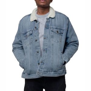 Custom Blue Washed Denim <b>Jacket</b> For <b>Men</b>, French Workwear Style Heavyweight Cotton <b>Utility</b> Dungaree With Pockets - Product Image 3