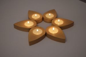 Porte-bougie en bois fait main, support de bougie en bois rustique naturel pour la décoration de la maison, table à manger, chambre et salon - Product Image 3