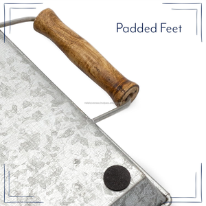 Bandeja de Servicio Decorativa de Metal Galvanizado Plateado Estilo Art Deco Europeo con Asas de Madera Ecológicas, Diseño Rectangular de 2 Piezas - Product Image 5