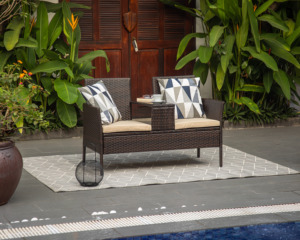 Made in Vietnam Factory Price Modern PE Rattan Sofa Set KD with Cushions Contemporary <b>Indoor</b>/Outdoor Poolside Leisure Patio - Product Image 4