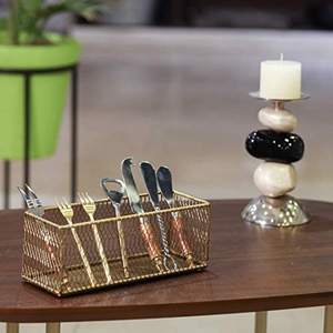 Panier de rangement décoratif en métal noir avec poignées, organisateur d'étagère moderne pour la maison - Product Image 3