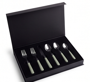 Ensemble de couverts minimalistes avec manches vertes, couteau, fourchette et cuillères en acier inoxydable, compatibles lave-vaisselle, vaisselle de mariage - Product Image 6