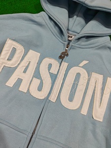 Custom Heavyweight Oversized Drop Shoulder 100% Cotton Applique <b>Stitch</b> Distressed Embroidery <b>Hoodie</b> - Product Image 4