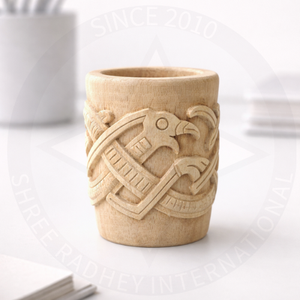 Mug à boire en bois de style vintage avec motif géométrique sculpté à la main, autocollant pour les célébrations de Diwali et du Ramadan - Product Image 4