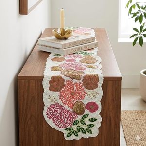 Hermoso camino de mesa con cuentas y diseño de bordado artístico para centro de mesa de comedor y decoración del hogar a bajo costo. - Product Image 4