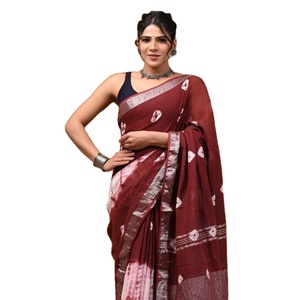 Nouveau design lancement impression numérique lin avec sari shibori pour femme - Product Image 1