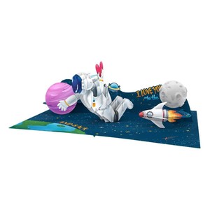 Tarjetas de felicitación 3D con diseño de astronauta, tarjeta con estampado de dibujos animados en 3D con sobre, 12,7x17,8 cm, tarjeta de felicitación para el día de San Valentín, tarjeta emergente 3D - Product Image 1