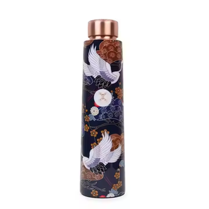 Black White Checkered Copper <b>Water</b> <b>Bottle</b> Leakproof Metal Drinking <b>Bottle</b> for Home Office Travel Daily Hydration - Product Image 6