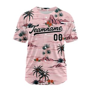 Custom Tropical Print <b>Baseball</b> Jersey Unisex Short Sleeve Breathable Polyester Summer Sport Top Teamname 00 Sublimated Design - Product Image 2