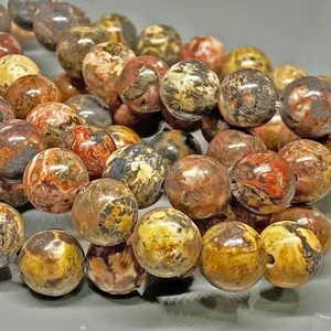Cuentas de Jaspe Piel de Leopardo Natural de 6mm, Redondas y Lisas, Grado AA+, para Fabricación de Joyería, Venta al Por Mayor - Product Image 1