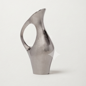 Jarra Decorativa Moderna de Metal Plateado, Texturizada, para Decoración de Oficina o Biblioteca - Product Image 2