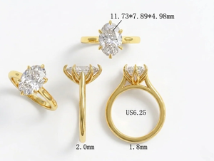 แหวนหมั้นเพชรทรงแฟนซีมรกต 3 กะรัต ทอง 18k เพชรเลี้ยงในห้องปฏิบัติการ รับรองโดย IGI หรูหรา - Product Image 2