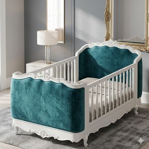 Cuna de madera de caoba tallada, muebles para habitación infantil hechos a mano en Indonesia - Product Image 1