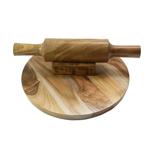 Premium Acacia Wood Chakla Belan Set Handcrafted <b>Rolling</b> Board and <b>Pin</b> for Chapati Roti Paratha Kitchen and Dining Decor - Product Image 4