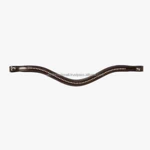 <b>Top</b> Branded Curved Padded Clear Crystals <b>Rhinestones</b> Inlaid Empty channel Padded Leather Horse brow band in full cob - Product Image 4