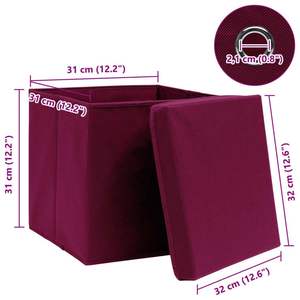 Ensemble de 4 boîtes de rangement en tissu non tissé rouge foncé 100% polyester, paniers et bacs élégants en tissu - Product Image 6