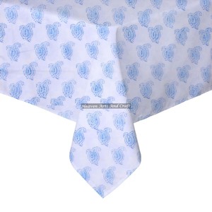 Mantel Cuadrado de Lino con Estampado de Bloques, 100% Algodón, Lavable, de Primera Calidad, Elegante, Moderno y Estilizado, para Bodas y Banquetes - Product Image 2