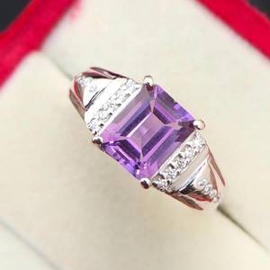 Luxury Amethyst <b>Ring</b> Bezel Setting <b>925</b> Sterling <b>Silver</b> Natural Purple Birthstone Wedding & Party Gift - Product Image 5