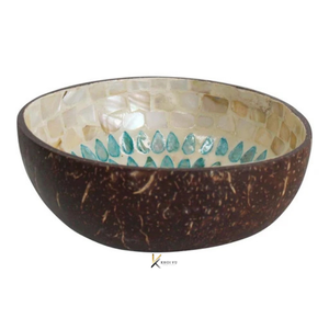Handmade Coconut Bowl Set With Colorful Tropical Mother of Pearl Inlay Durable and <b>Food</b> Safe for Tableware, Home Decor and Gifts - Product Image 5