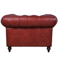 Canapé Chesterfield design une place en cuir véritable, dossier matelassé, accoudoirs rembourrés, bois massif, pour hôtel, extérieur, portable