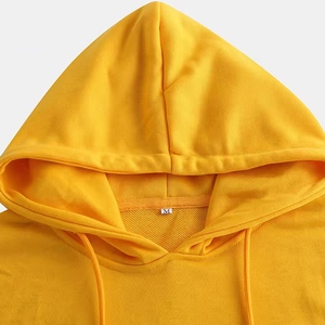 Sweat-shirt à capuche jaune pour homme, coupe ample, décontracté, tricoté, pull d'automne, couleur unie, manches classiques - Product Image 3