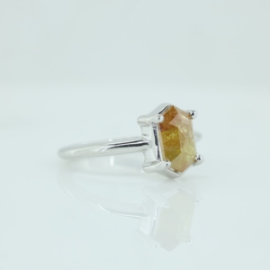 <b>Labradorite</b> Blue Flashy Fire Hexagon Stone Minimalist Gold Plated 925 Sterling Silver <b>Ring</b> for Women's Anniversary Birthday Gift - Product Image 4