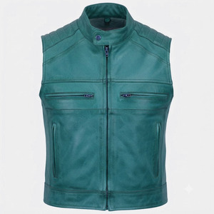 Wholesale Latest Design Breathable Waterproof <b>Men</b> <b>Leather</b> <b>Vest</b> Best Quality Winter Casual Zipper Closure Stand Collar Low MOQ - Product Image 2