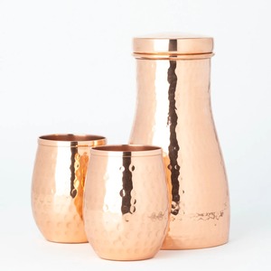 Copper Water <b>Bottle</b> With Lids Hammered Design Minimalist Style Eco-Friendly Home Drinkware - Product Image 1