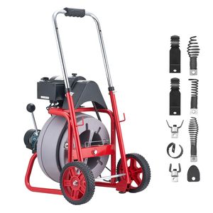 Macchina Portatile per la Pulizia degli Scarichi con Ruote a Spirale da 75 FT x 3/8 Pollici e Alimentazione Automatica, 8 Sezioni - Product Image 1