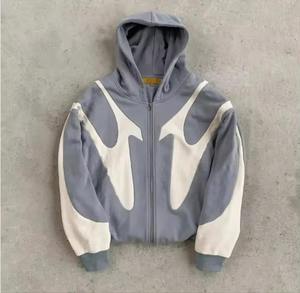 Latest Style Oversized Pullover Zipper Up Hoodie Color Blocking Fashionable Autumn Pullover <b>Zip</b> <b>Hooded</b> Breathable Wholesale OEM - Product Image 2