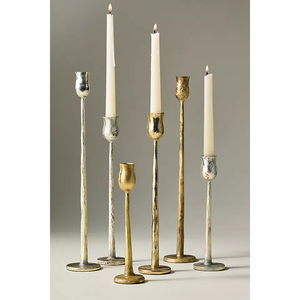 Porte-bougies coniques en laiton antique, chandelier en métal vintage de luxe pour centre de table de mariage, décoration de maison et de fêtes - Product Image 3