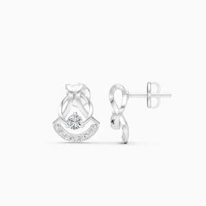 Boucles d'oreilles clous classiques plaquées rhodium avec zircon rouge et accents de diamants, bijoux romantiques unisexes pour mariage, cadeau - Product Image 1