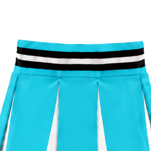 Jupe plissée bleu cyan pour femme, taille haute, uniforme d'équipe athlétique, performance de danse, entraînement, compétition - Product Image 3